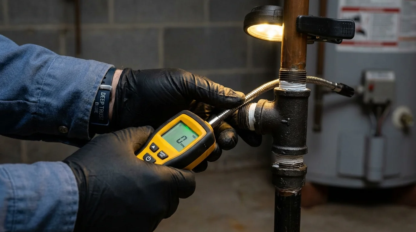 Gas leak detection with electronic sniffer by Johns Plumbing LLC in Crowley